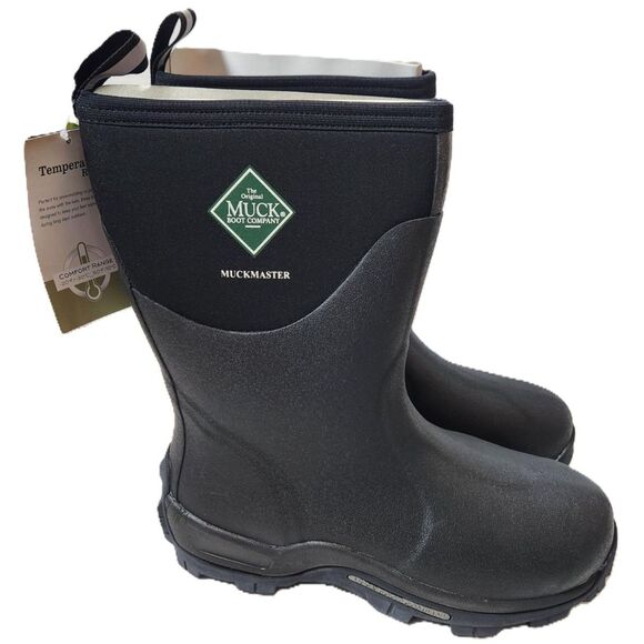 Muck Boot Muckmaster Fleece-Lined Waterproof Work Boot – Men’s Size 12, Black - Picture 1 of 11